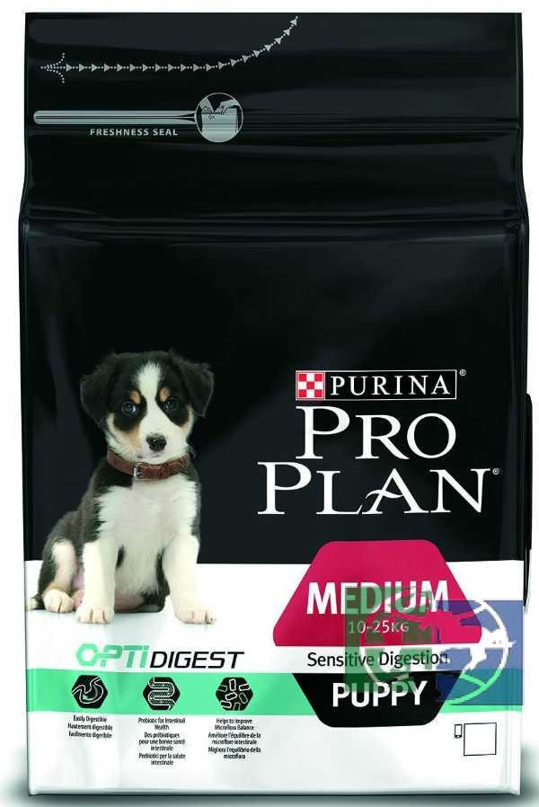 Сухой корм Purina Pro Plan для щенков средних пород с чувствительным пищеварением, ягнёнок с рисом, пакет, 3 кг