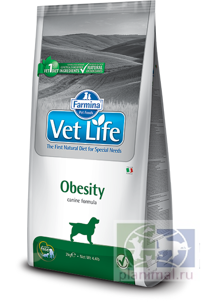 Vet Life Dog Obesity, диета для взрослых собак для снижения избыточного веса и контроля уровня глюкозы в крови (сахарный диабет), 2 кг