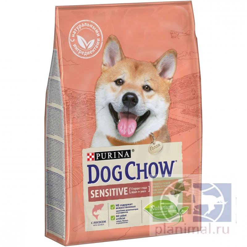 Сухой корм Purina Dog Chow Sensitive для взрослых собак с чувствительным пищеварением, лосось, пакет, 2,5 кг