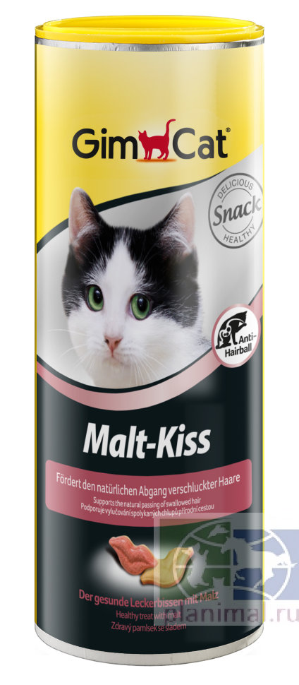 Gim Cat витамины Malt-Kiss для кошек с ТГОС и пребиотиком, 600 шт./банка, цена за 1 шт. 