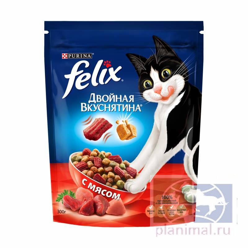 Felix: Сухой корм для кошек "Двойная вкуснятина", мясо, 300 гр.