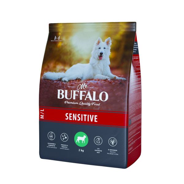 Mr. Buffalo: Аdult Sensitive, корм с ягненком, для всех пород собак, 2 кг