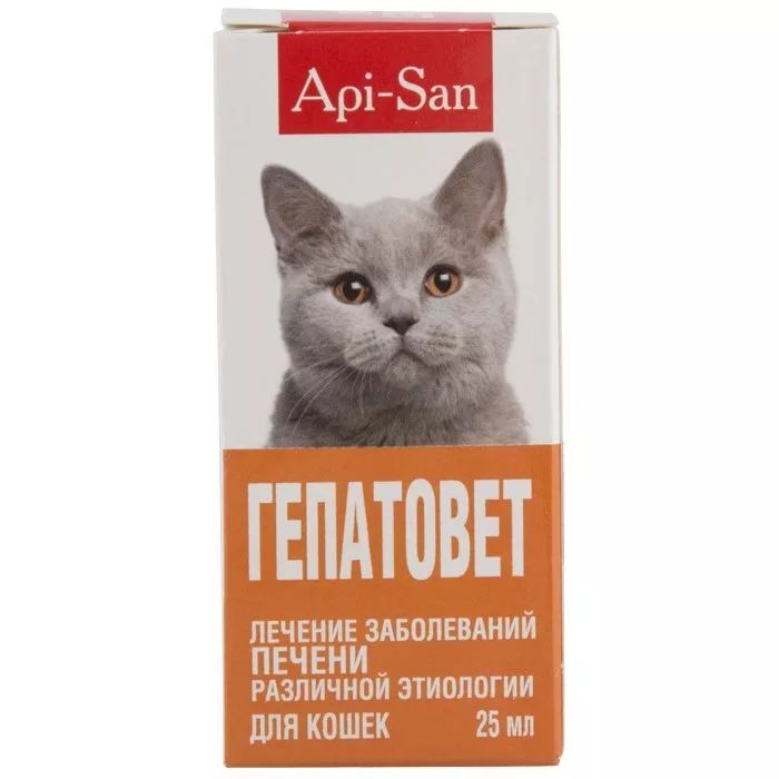 Apicenna: Гепатовет, суспензия для лечения заболеваний печени, для кошек, 25 мл