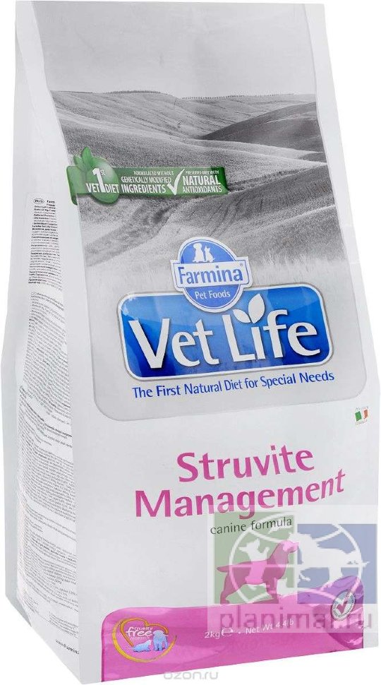 Vet Life Dog Struvite Management диета для собак для лечения уролитов в нижних отделах мочевыводящих путей, 2 кг