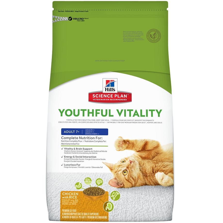 Hill's: Science Plan Youthful Vitality, для кошек старше 7 лет, с курицей и рисом, 1,5 кг