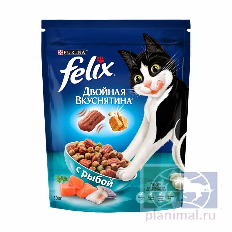 Felix: Сухой корм для кошек "Двойная вкуснятина", рыба, 300 гр.