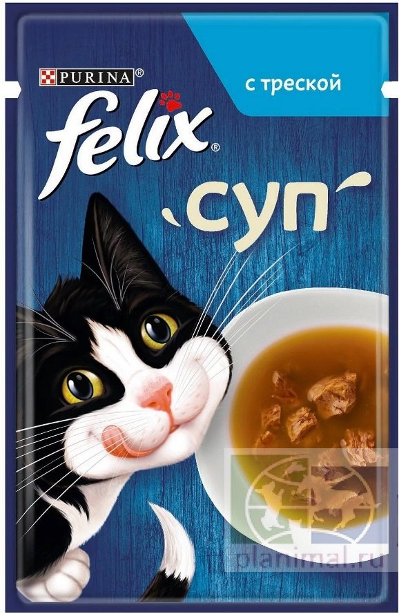 Felix влажный корм для кошек Суп с треской, 48 гр.