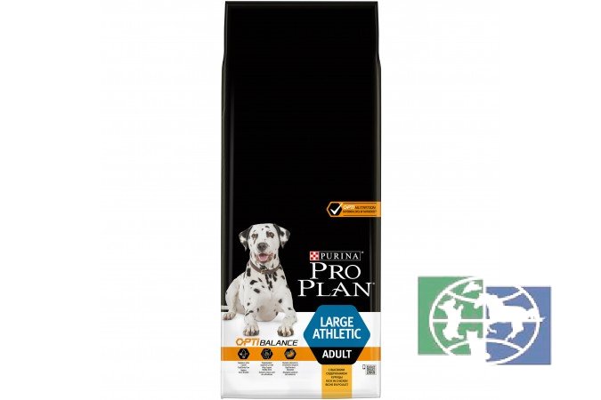 Сухой корм Purina Pro Plan для взрослых собак крупных пород с атлетическим телосложением, курица с рисом, пакет, 14 кг