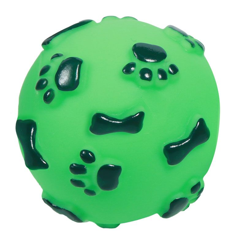 Triol:Игрушка для собак, из цельнолитой резины, Мяч с лапками и косточками, со звуком, d=75 мм