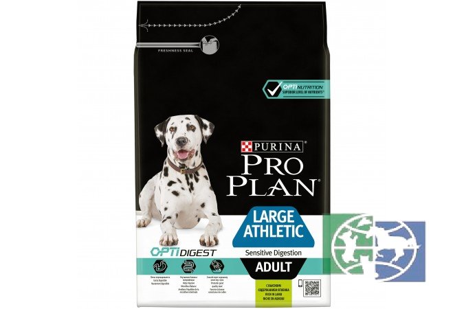 Сухой корм Purina Pro Plan для собак крупных пород с атлетическим телосложением с чувствительным пищеварением, ягнёнок, 3 кг