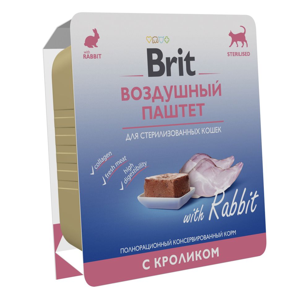 Brit: Premium, Воздушный паштет, для стерилизованных кошек, Кролик, 100 гр.