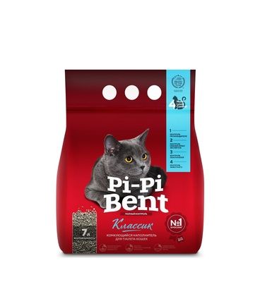 Pi-Pi-Bent: "Classic", комкующийся наполнитель, для кошек, 3 кг