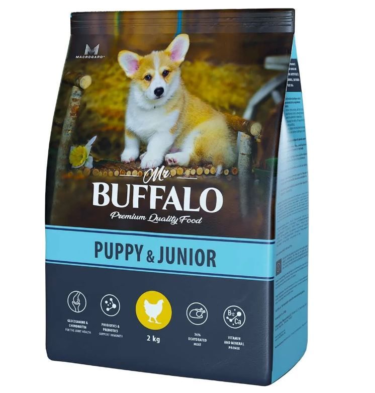 Mr. Buffalo: Puppy junior, корм с курицей, для щенков и юниоров всех пород, 2 кг