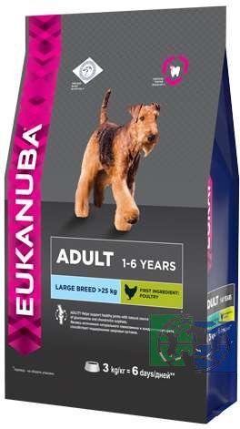 EUK Dog корм для взрослых собак крупных пород, 3 кг