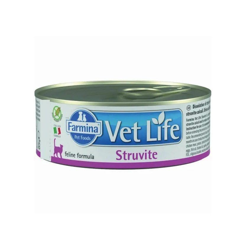 Vet Life: Cat Struvite, влажный корм, для лечения и профилактики рецидивов струвитного уролитиаза, паштет, для кошек, 85 гр