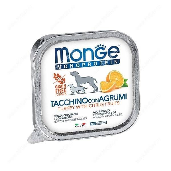Monge Dog Monoprotein Fruits консервы для собак паштет из индейки с цитрусовыми 150 гр.