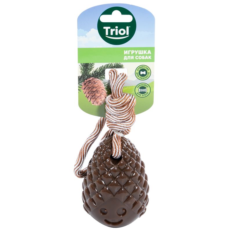 Triol: Игрушка для собак, из термопластичной резины, Шишка с верёвкой, 90/290 мм