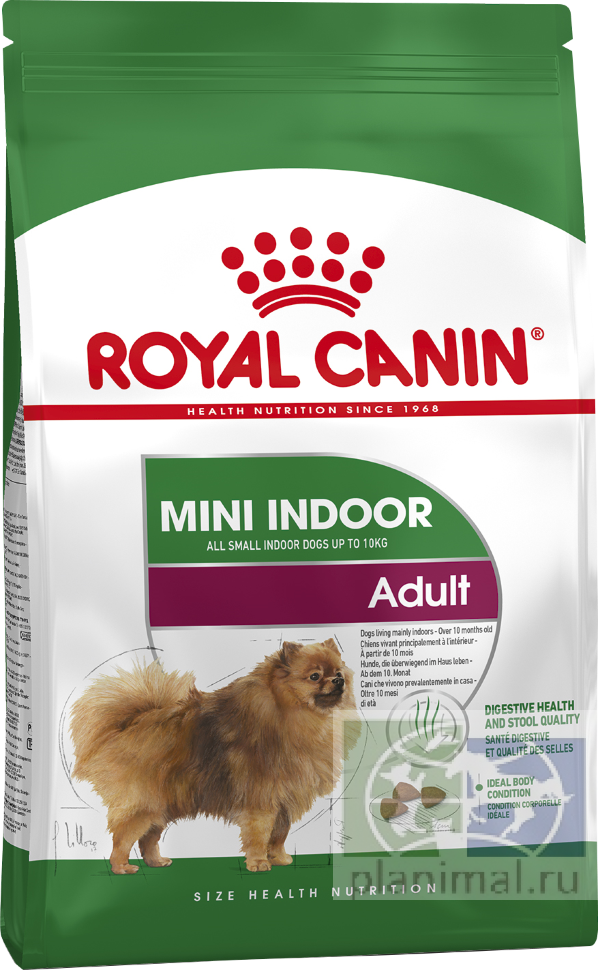 RC MINI INDOOR ADULT корм для мелких собак 10 мес.-2 года, живущих в помещении, 0,5 кг