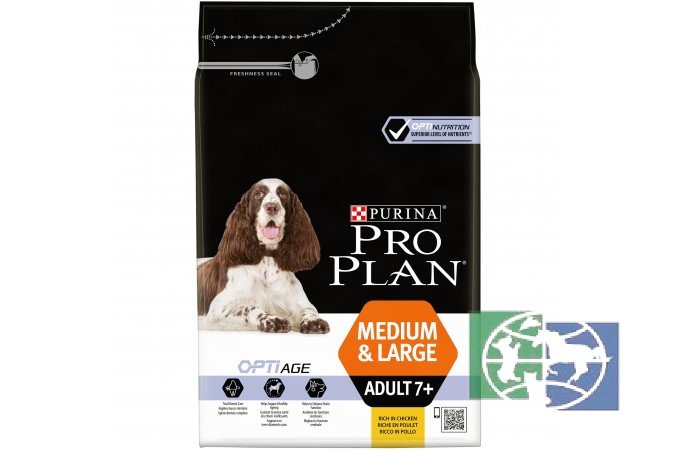Сухой корм Purina Pro Plan для собак старше 7 лет средних и крупных пород, курица с рисом, 3 кг