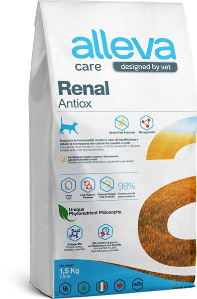 Alleva Care Cat Adult Renal-Antiox сухой диетический корм для кошек для поддержания функций почек 1,5 кг