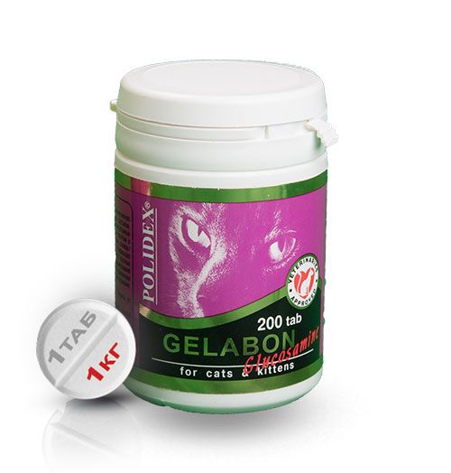 Polidex: Gelabon Glucosamine витамины для кошек, 200 табл.