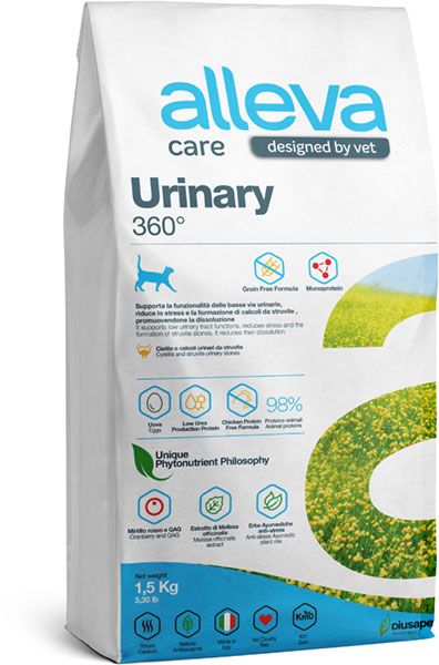 Alleva Care Cat Adult Urinary 360 сухой диетический корм для кошек для растворения струвитных камней 1.5 кг