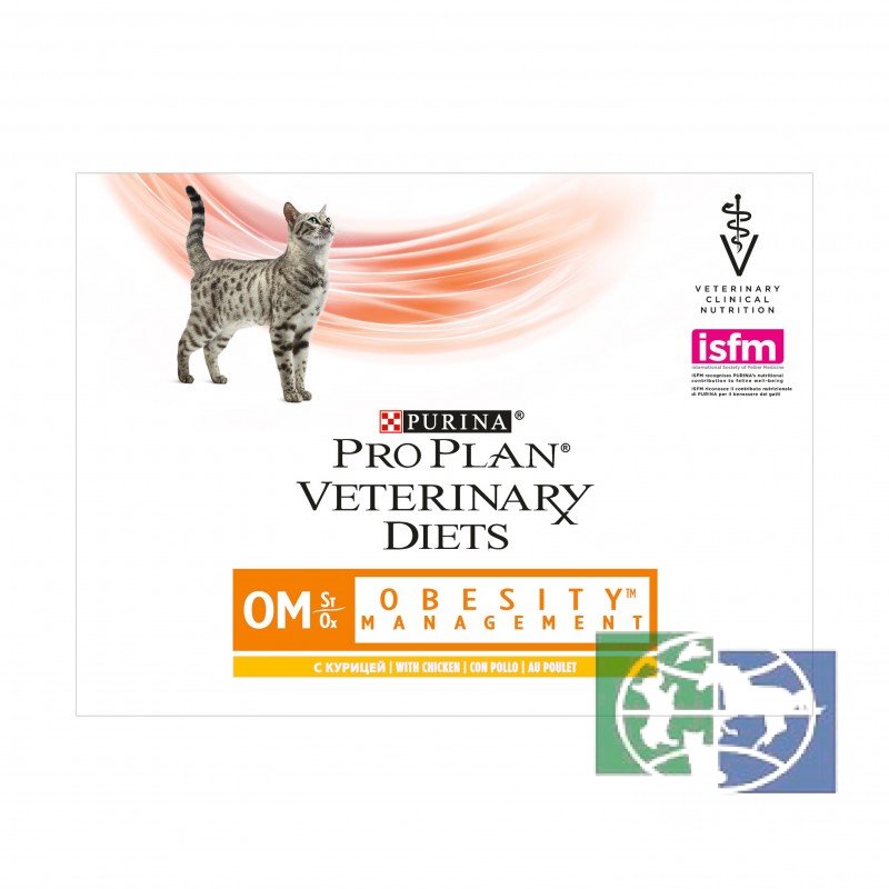 Консервы Purina Pro Plan Veterinary Diets OM для кошек с ожирением, курица, пауч, 85 гр.