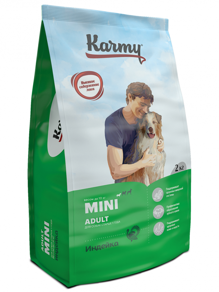 Karmy Мини Эдалт Индейка корм для собак мелких пород до 10 кг от 1 года, 2 кг