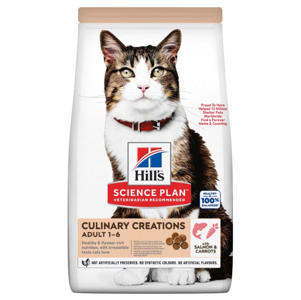 Hill's Cat: Culinary Creations, корм на лососе и моркови, для кошек 1-6 лет, 1,5 кг