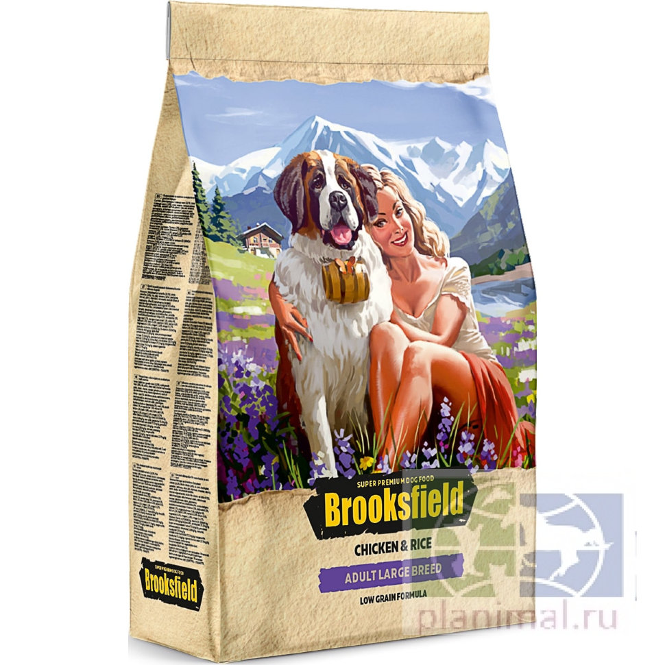 Brooksfield Adult Dog Large Breed для взрослых собак крупных пород с курицей и рисом 12 кг