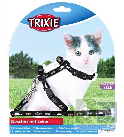 Trixie: Шлейка для котят и мелких кошек, нейлон 21/32 см, 8 мм, арт. 4144