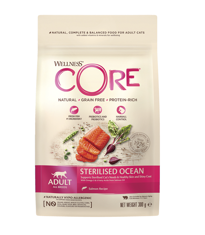 Wellness Core беззерновой корм сухой из лосося для стерилизованных кошек 300 гр.