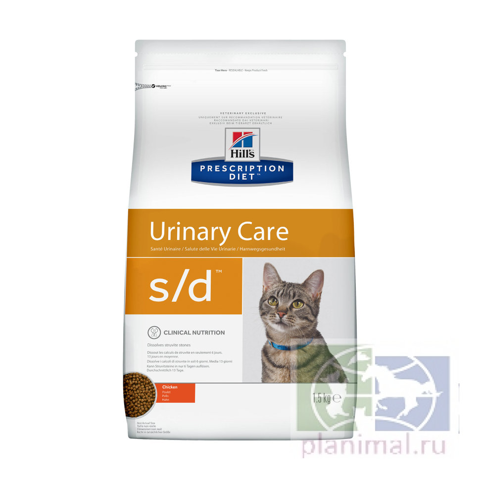 Сухой диетический корм для кошек Hill's Prescription Diet s/d Urinary Care при профилактике мочекаменной болезни (мкб),  курицей 5 кг
