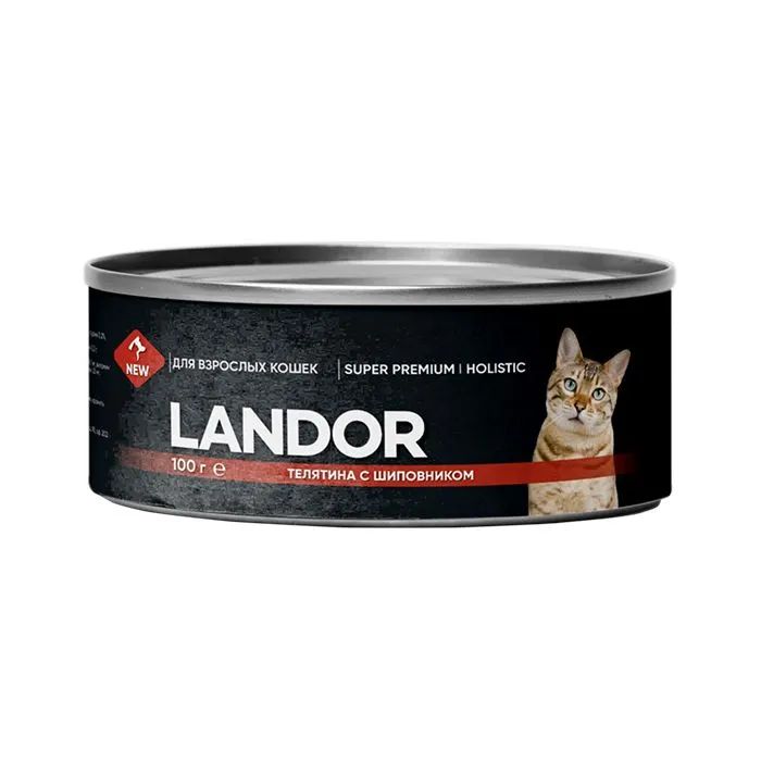 Landor Cat: Консервы, телятина с шиповником, для кошек, 100 гр.