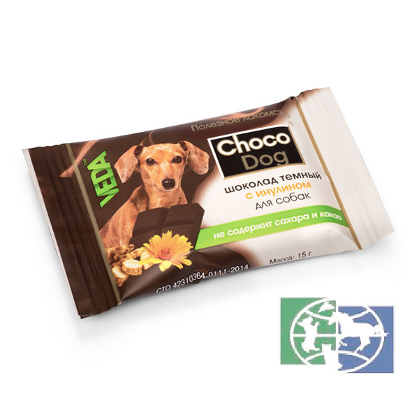 Веда: “CHOCO DOG шоколад темный с инулином» лакомство для собак, 40 шт./бокс по15 гр., 1 шт.