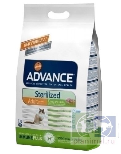 Advance корм для стерилизованных кошек с индейкой Sterilized Turkey, 3 кг
