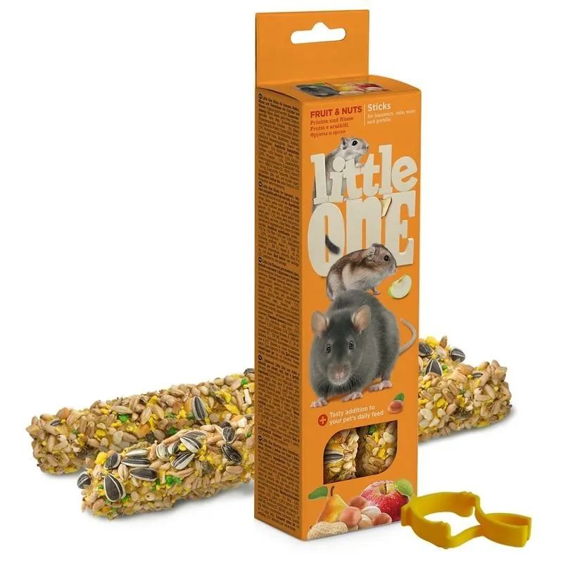 Little One: палочки для хомяков, крыс, мышей и песчанок с фруктами и орехами, 60 гр. * 2 шт.