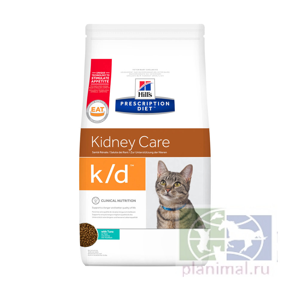 Сухой диетический корм для кошек Hill's Prescription Diet k/d Kidney Care при профилактике заболеваний почек, с тунцом 1,5 кг