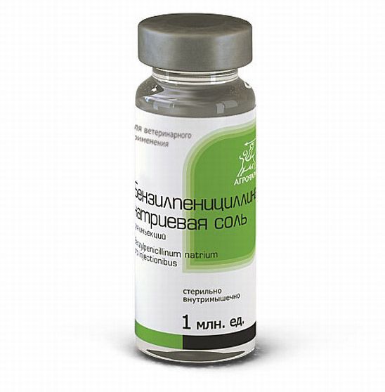 АгроФарм: Бензилпенициллина натриевая соль, для инъекций, 1млн. ЕД
