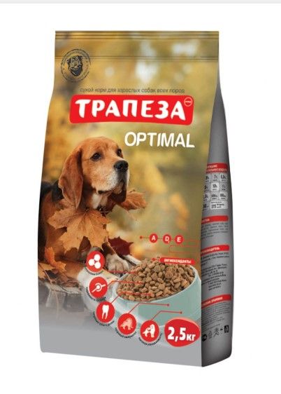 Трапеза "Оптималь" сухой для собак, содержащихся в городских квартирах, 2,5 кг