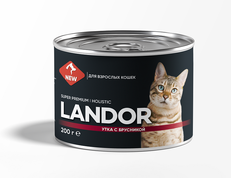 Landor Cat: Консервы, утка с брусникой, для кошек, 200 гр.