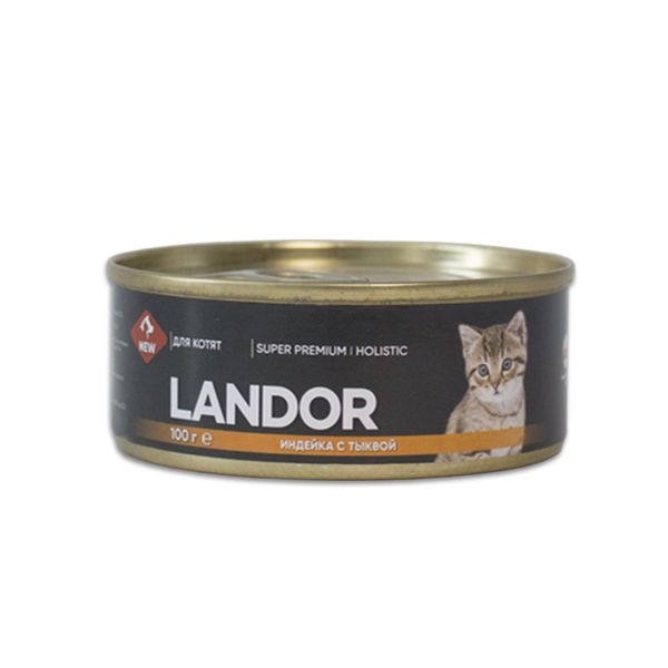 Landor Cat: Консервы, индейка с тыквой, для котят, 100 гр.