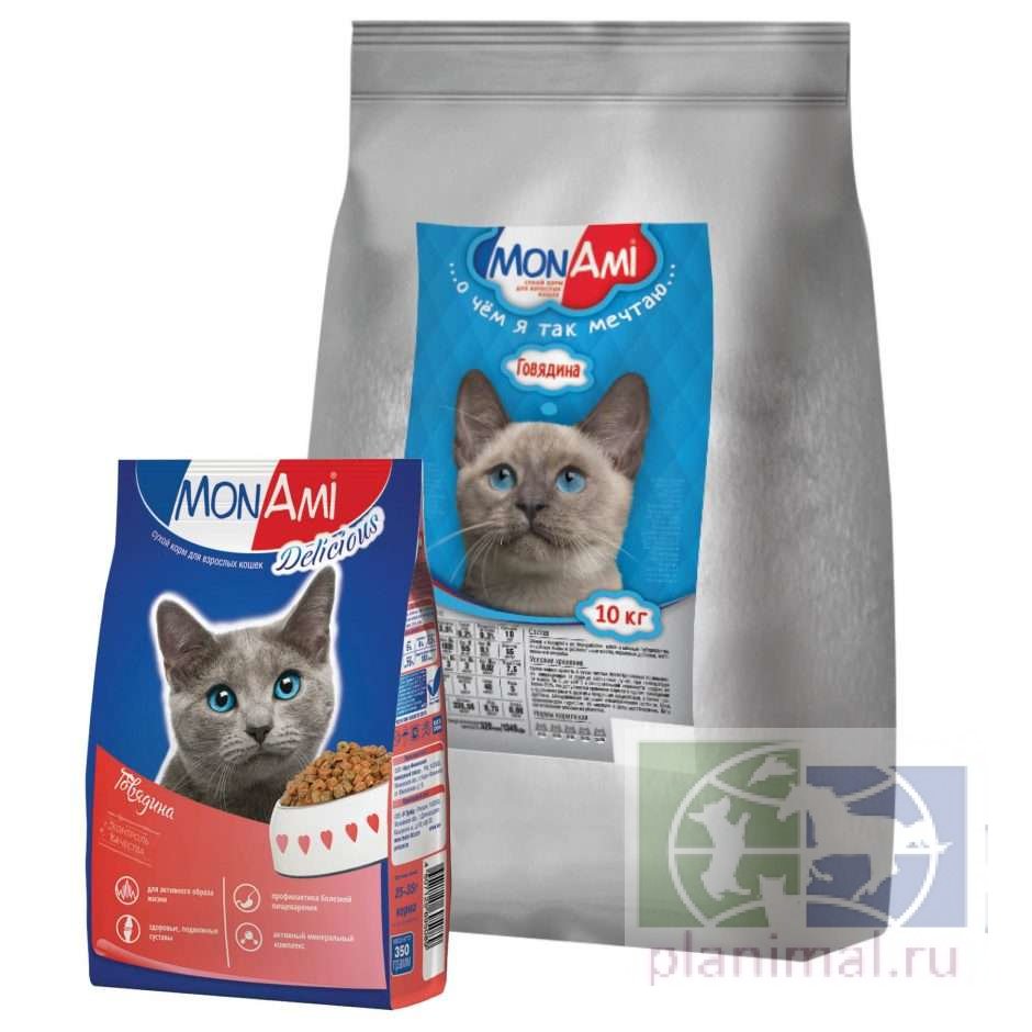 Монами: сухой корм для кошек с говядиной, 10 кг