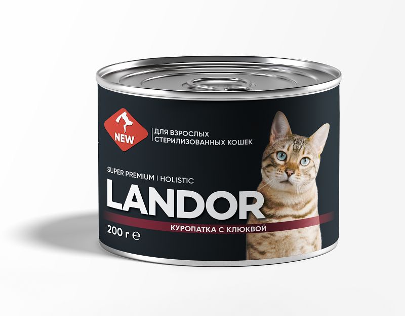 Landor Cat: Консервы, куропатка с клюквой, для стерилизованных кошек, 200 гр.