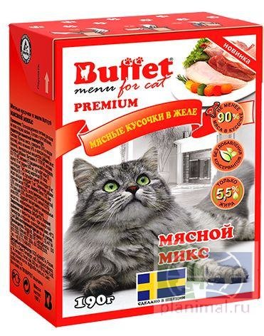 Buffet корм для кошек мясные кусочки в желе МЯСНОЙ МИКС, 190 гр.