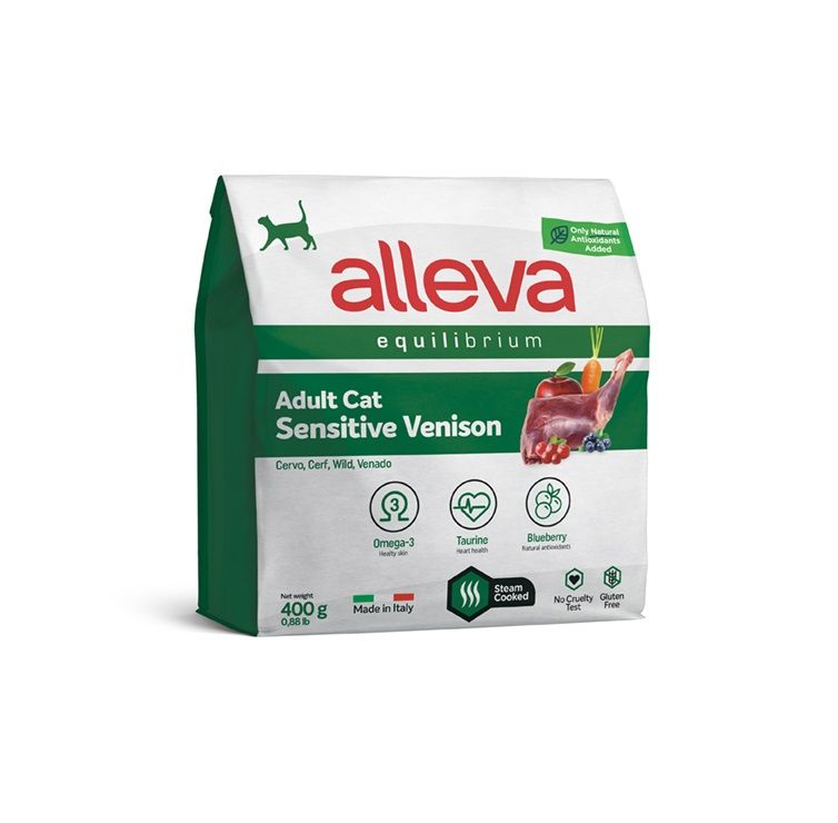 Alleva: Эквилибриум Сенситив, корм для взрослых кошек, с олениной, 0,4 кг