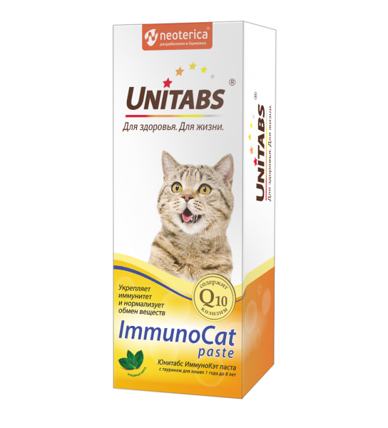 Unitabs: ImmunoCat паста с таурином, для кошек с 1 года до 8 лет, 120 мл