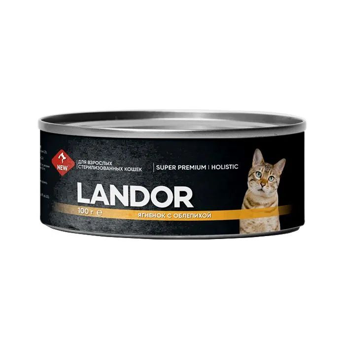 Landor Cat: Консервы, ягненок с облепихой, для стерилизованных кошек, 100 гр.