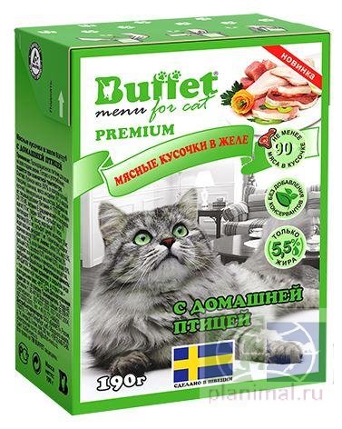 Buffet корм для кошек мясные кусочки в желе с домашней птицей, 190 гр.