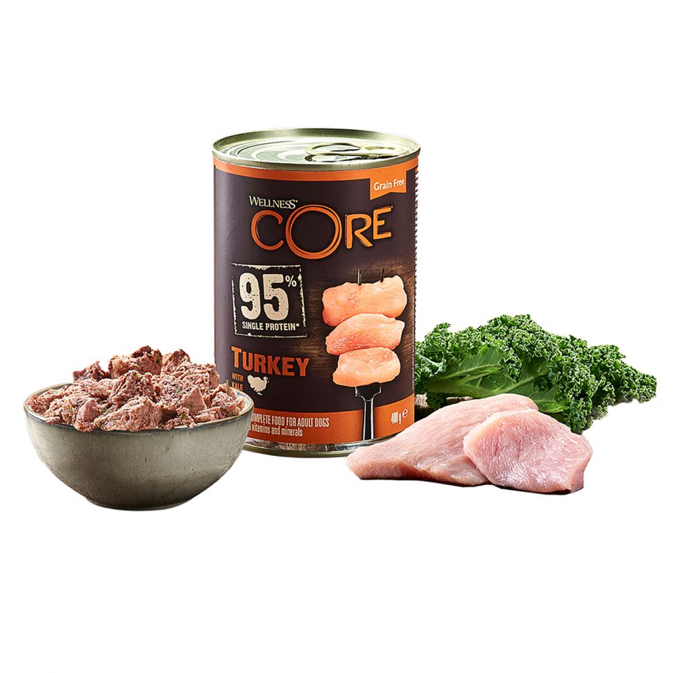 Wellness Core 95 консервы из индейки с капустой для взрослых собак 400 г